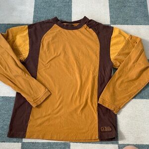 Prana Men's Long Sleeve Shirt in Brown and Orange